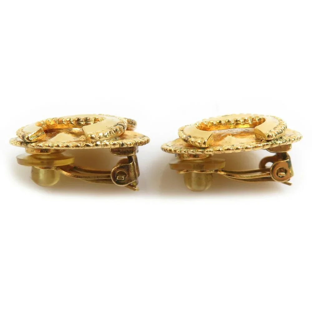 CHANEL Gold Logo Earrings